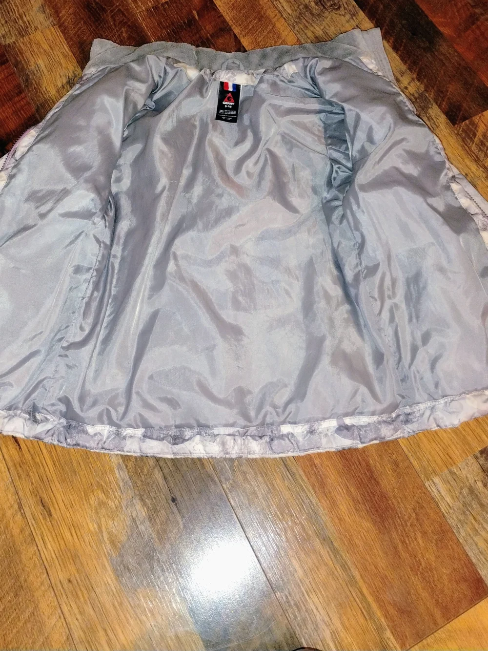 Gerry Weber Girls Gray Camo Puffer Jacket with Pink Trim 7/8